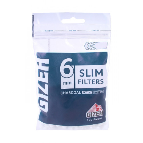 Фильтры для самокруток GIZEH Slim Filters Charcoal 6 мм 120 шт